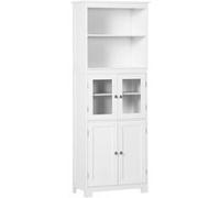 Armoire de cuisine multi-rangements 4 portes avec étagères 2 niches grand plateau MDF blanc Blanc G