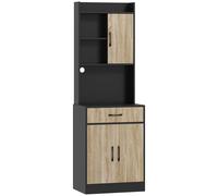 Armoire de cuisine - Petit meuble de cuisine - Armoire de cuisine avec tiroirs - Buffet de cuisine - Meuble de cuisine - Bois naturel et noir