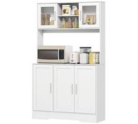 Armoire de cuisine - Petit meuble de rangement - Buffet - Meuble de rangement - Armoire - Blanc - Design scandinave - 4 grands placards