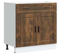 Armoire de cuisine Porto - vidaXL - caisson cuisine - bois d'ingénierie - chêne fumé - 77 x 46 x 54 cm - avec tiroir - avec porte{or