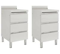Armoire de cuisine professionnelle - Ensemble de deux armoires en acier inoxydable - 3 tiroirs - Équipement de cuisine professionnel - 50 x 60 x 96 cm - Vert armée