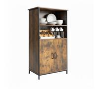 Armoire de cuisine Relaxdays, style industriel, étagère avec portes, H x L x P : 124,5 x 60 x 30 cm, vintage, marron