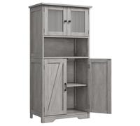 Armoire de cuisine rustique - Armoire de rangement autonome - 4 portes - Étagères réglables - MDF - 60x30x128 cm - Gris