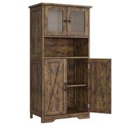 Armoire de cuisine rustique - garde-manger indépendant - 4 portes - étagères réglables - MDF, dimensions 60x30x128 cm - couleur marron
