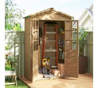 Outsunny Abri de Jardin avec Étagères 128 x 57,5 x 197 cm Marron Clair