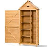Armoire de jardin 5 étagères pour extérieur, cabane de jardin en bois de sapin, toit imperméable, naturel