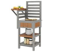 Armoire de jardin 74x54x149 cm, 2 étagères, bois et inox couleur naturelle