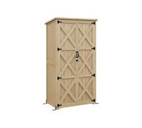 Armoire de jardin abri de jardin 2 portes croisillons 2 étagères toit bitumé bois sapin pré-huilé