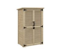 Armoire de jardin abri de jardin 2 portes persiennes 2 étagères toit bitumé bois sapin pré-huilé