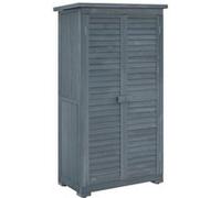 Outsunny Abri de jardin abri à outils sur pied en bois 2 étagères portes à volets toit en bitume incliné 87 x 47 x 160 cm gris
