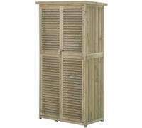 Armoire de jardin - abri remise outils - Outsunny - 2 étagères portes persiennes toit bitumé - bois pin - 87x47x160cm - sable