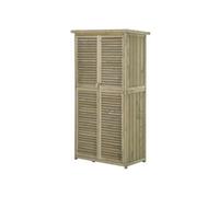 Armoire de jardin abri jardin remise pour outils sur pied dim. 79L x 42l x 160H cm 2 étagères portes persiennes toit bitumé étanche bois pin