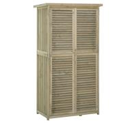 Armoire de jardin - abri remise outils - Outsunny - 2 étagères portes persiennes toit bitumé - bois pin - 87x47x160cm - sable