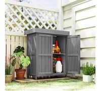Armoire de jardin - AKOZON - 12971 - Double porte - Étagère 2 niveaux - Toit bitumé relevable