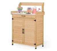 Armoire De Jardin Avec Plan De Travail Divit Pg03 Armoire Exterieur Resistant Aux Intempéries Bois Naturel Beige