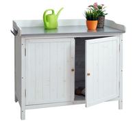 Armoire De Jardin Avec Plan De Travail Hwc-L69 Outdoor Sapin Bois Mvg 86x99x56cm, Blanc Blanc