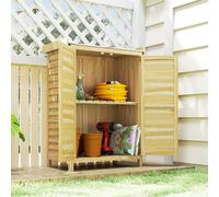 Armoire de jardin - Outsunny - étagère et crochets, plan de travail en métal galvanisé - bois - 71,5x39x95cm - bois naturel