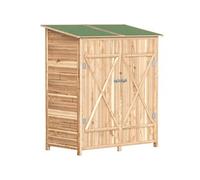 Abri de jardin en bois - Outsunny - avec table à double couche amovible, toit en asphalte imperméable, verrous - effet bois naturel