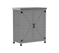 Armoire de jardin bois 2 portes étagère plateau rempotage acier galvanisé