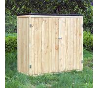 Wiltec Abri de jardin - 1360 x 580 x 1270 mm - en bois verni - avec Toit revêtu par PVC et 2 portes - Cabane Remise pour rangement o