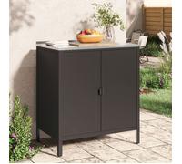 casa.pro Armoire Basse de Jardin Bolognano Meuble de Rangement pour Extérieur et Intérieur Placard Polyvalent pour Terrasse ou Balcon Acier Laqué 92 x 80 x 50 cm Noir Mat