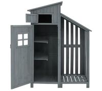 Armoire de jardin – coffre de rangement extérieur en bois massif, idéal pour balcon, avec un plateau supérieur résistant à l'eau et une finition grise