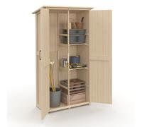 IDMARKET Armoire de jardin en bois 90 x 50 x 160 cm avec toit incliné double porte et étagères