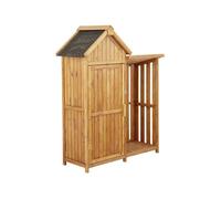 Armoire de jardin en bois avec range-bûches ""Noé"" - 136 x 57 x 170 cm - Marron