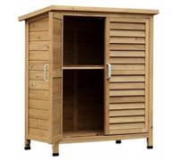 Armoire de jardin en bois - Double porte et fentes de ventilation, résistante aux intempéries - Bois - 87 x 46,5 x 96,5 cm - Idéale pour le jardin, la terrasse et le balcon - Aspect pierre naturelle