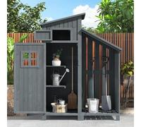 Armoire de jardin en bois et abri de jardin - Abri en bois extérieur résistant aux intempéries avec 2 étagères - Abri à vélo et abri de jardin pour petits jardins, terrasse - Abri à outils pour outils