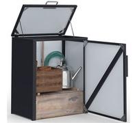 IDMarket - Armoire de Jardin en métal 70 x 40 x 80 cm Gris Anthracite avec Toit relevable Double Porte et étagère