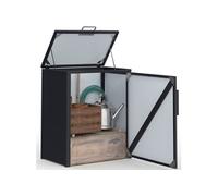 IDMARKET Armoire de jardin en métal 70 x 40 x 80 cm gris anthracite avec toit relevable double porte et étagère