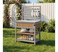 Armoire de jardin Merax Outdoor avec bac à eau et robinet, table d'appoint pour barbecue avec décapsuleur, plan de travail en acier inoxydable et espace de rangement, station de barbecue