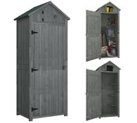 Armoire de jardin - Outsunny - abri outils 3 étagères 2 portes toit bitumé stockage extérieur - bois - 77x54x179cm - gris