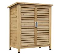 Armoire de jardin - Outsunny - abri remise outils sur pied étagère portes persiennes toit bitumé - bois - 87x46,5x96,5cm - jaune