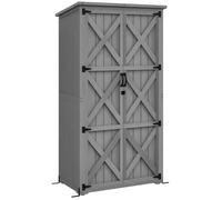 Armoire de jardin - Outsunny - avec 2 étagères, toit incliné et bitumé - en bois massif - 90 x 54,5 x 161/168,5 cm - gris
