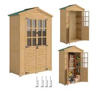 Outsunny Abri de Jardin avec Étagères 128 x 57,5 x 197 cm Marron Clair