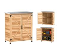 Armoire de Jardin Outsunny avec Table de rempotage Abri de Jardin en Bois avec Plan de Travail galvanisé 2 étagères Double Porte, Armoire à Outils Armoire à Outils Abri de Jardin pour Jardin ou