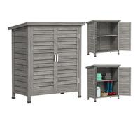 Armoire de jardin - Outsunny - étagère portes persiennes toit bitumé - 87L x 46,5l x 96,5H cm - gris