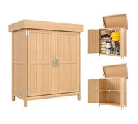 Outsunny Armoire de Jardin sur Pied Double Porte étagère et Toit bitumé relevable dim. 74L x 43l x 88H cm Bois Massif de Sapin
