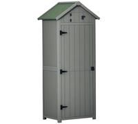 Armoire de jardin pour l'extérieur - Armoire métallique pour outils - Étanche - 3 étagères - 2 portes avec loquet - Toit en bitume incliné - Vert armée