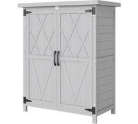 Outsunny Abri de Jardin Armoire de Jardin pour Outils 75L x 40l x 90H cm 3 étagères 2 Portes Toit en Asphalte imperméable Bois de Sapin Gris