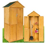 Armoire de jardin - TECTAKE - Abri de jardin KADI en bois de pin, toit 2 pans, 2 étagères, 2 serrures 80,5 x 60 x 213,5 cm - Marron
