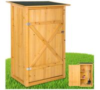 Armoire de jardin - TECTAKE - Abri de jardin TAMAN en bois de pin, toit plat, 2 étagères avec serrure 75 x 56 x 118 cm - Marron