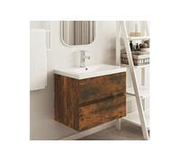 Vidaxl Armoire De Lavabo Chêne Fumé 60x38,5x45 Cm Bois D'ingénierie Multicolore