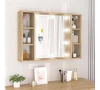 Armoire de miroir avec LED Chêne sonoma 76x15x55 cm