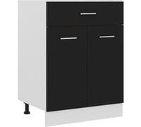 Armoire de plancher à tiroir Noir 60x46x81,5 cm Bois ingénierie Noir G