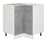 Armoire de plancher d'angle SALALIS - Gris béton - 75,5x75,5x80,5 cm - 2 portes battantes - Meuble de cuisine