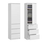 Armoire de rangement 3 tiroirs 3 étagères - Armoire de bureau - Meuble de rangement chambre bureau entrée - 50x40x180 cm - Blanc
