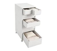 Armoire de rangement 6 tiroirs avec roulettes ABS blanc autoportante mobile | Construction monobloc - Prêt à l'emploi / roulettes à 360 degrés avec deux freins de blocage pour une utilisation flexible